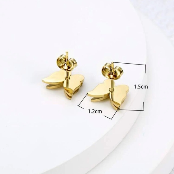 Stainless steel Butterfly 🦋 Gold Stud earrings - Picture 4 of 4